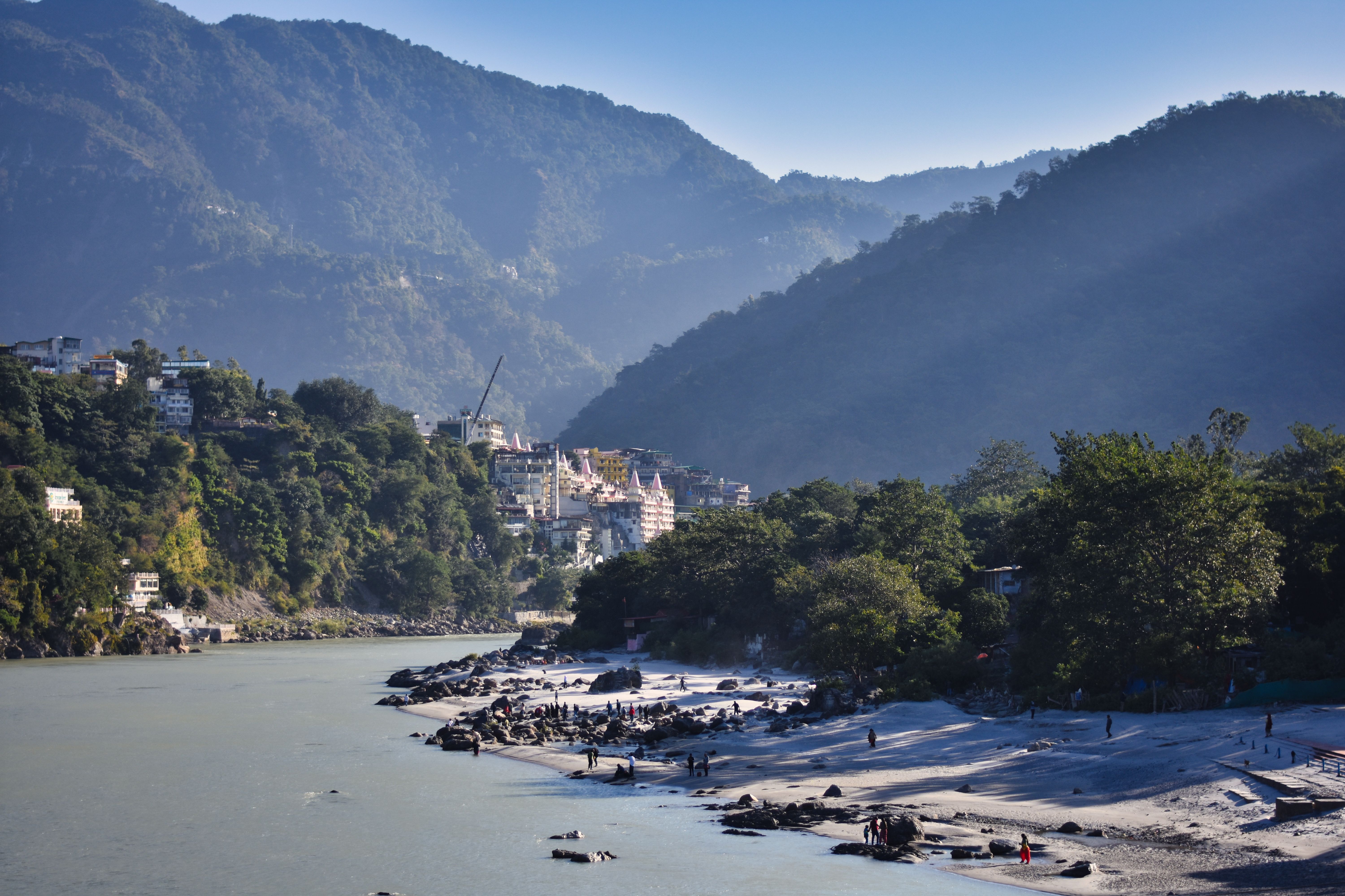 The Ganga running out of the hills at Rishikesh, early morning